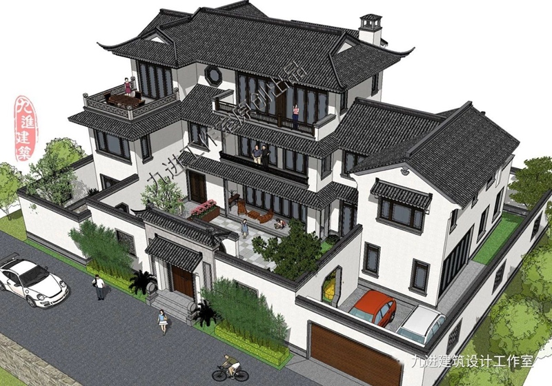 中式風格鄉村別墅農村自建房設計圖紙三層房屋建筑現成施工圖026